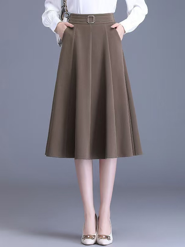 A-Line Skirt Midi - Damska spódnica midi plus size, wyszczuplająca,