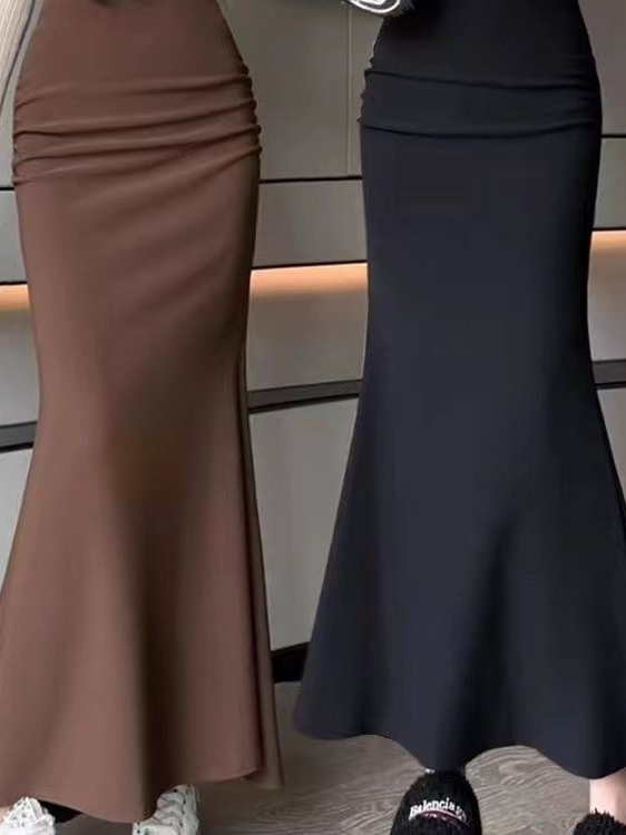 A-Line Skirt Midi - Modna koreańska spódnica w jednolitym kolorze