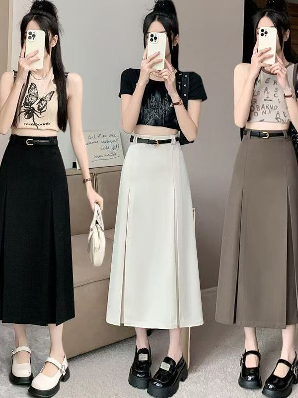 A-Line Skirt Midi - Spódnica plus size, garniturowa, z wysokim