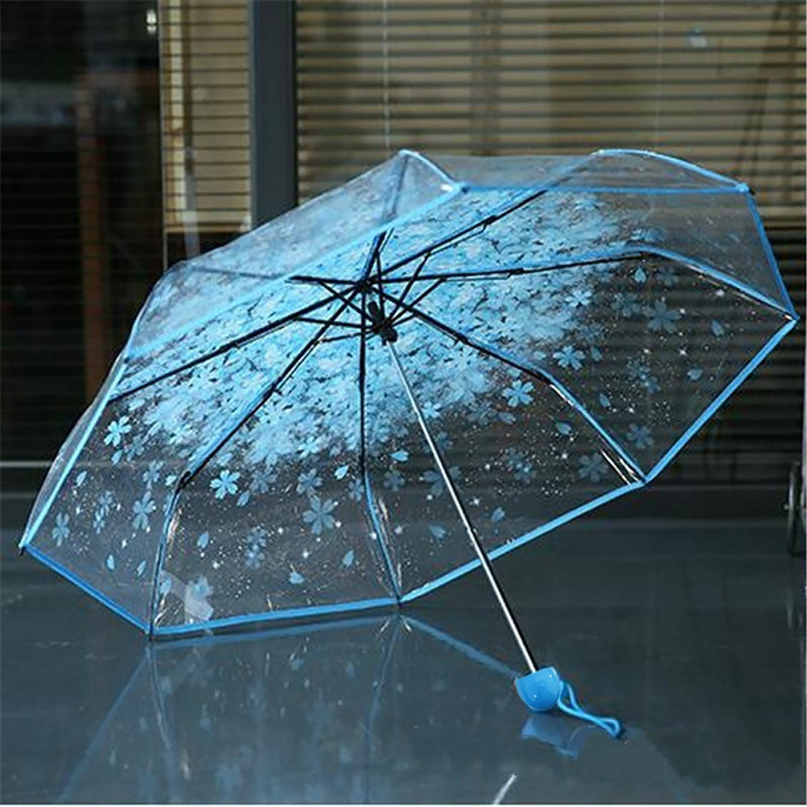 Women'S Fashion Umbrella - Przezroczysty składany parasol Sakura z nadrukiem