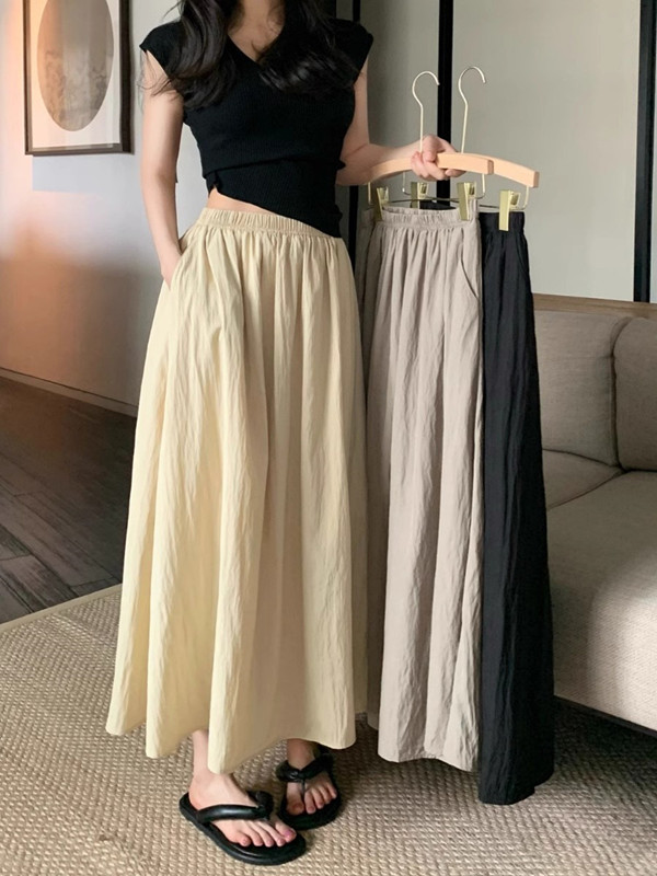 A-Line Skirt Midi - Sukienka midi z wysokim stanem, plisowana,