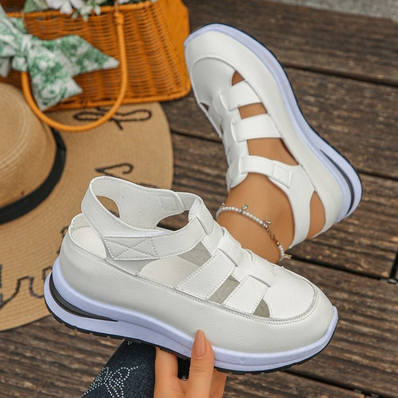 Women'S Fashion Velcro Sneakers - Damskie sandały sportowe na platformie, ażurowe,
