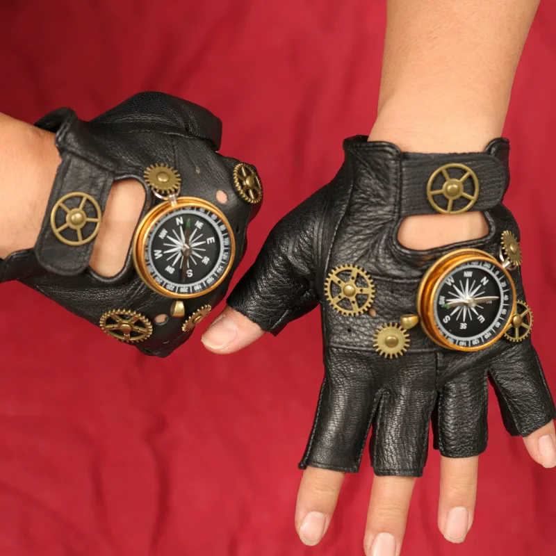 Women Fashion Gloves - Rękawiczki steampunkowe z ekoskóry bez palców