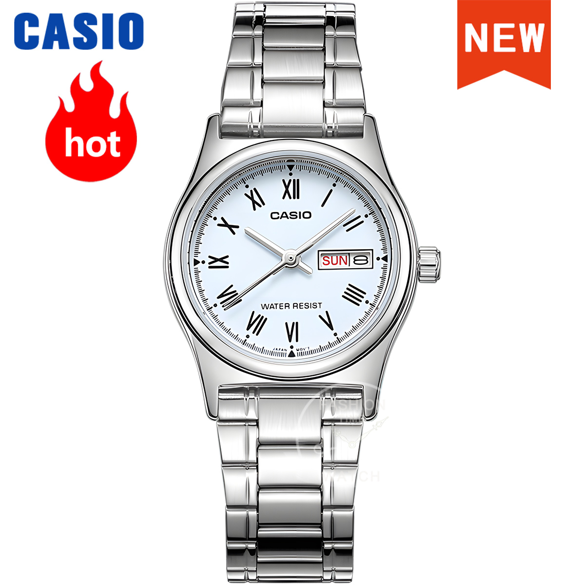 Women Fashion Zone - Zegarek damski Casio LTP-V006D-2B Wodoodporny Kwarcowy