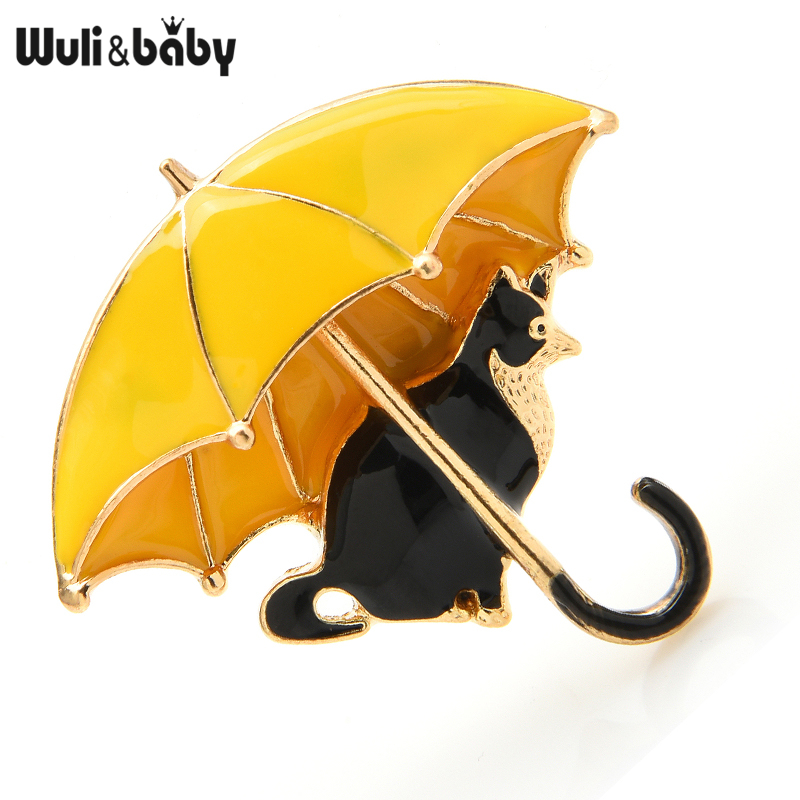 Women'S Fashion Umbrella - Wuli&baby słodki kociak pod parasolem broszki