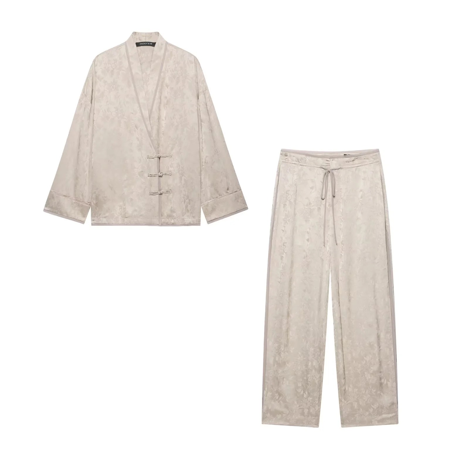 Women'S Fashion Kimono - Damski dwuczęściowy zestaw z satyny w