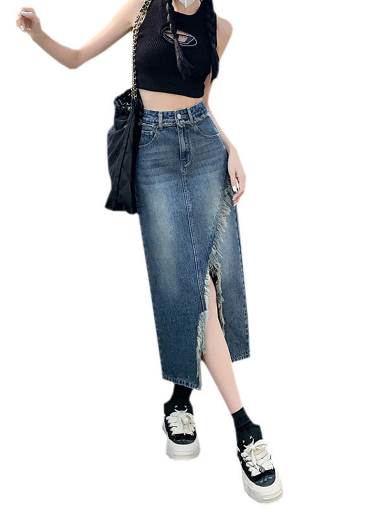 Damska spódnica jeansowa z wys – A-Line Skirt Midi recenzja i cena