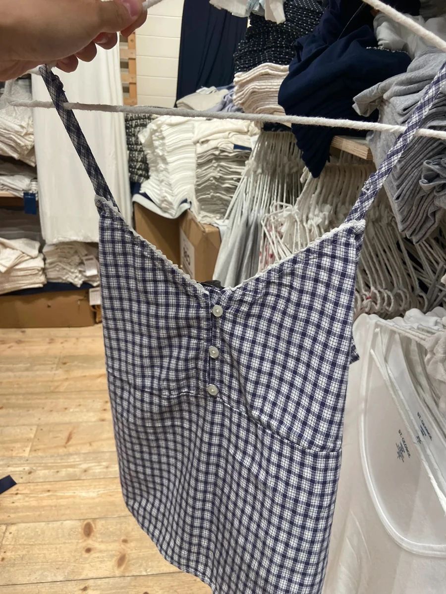 Granatowe szorty w kratę 2-czę – Lace Trim Cami recenzja i cena