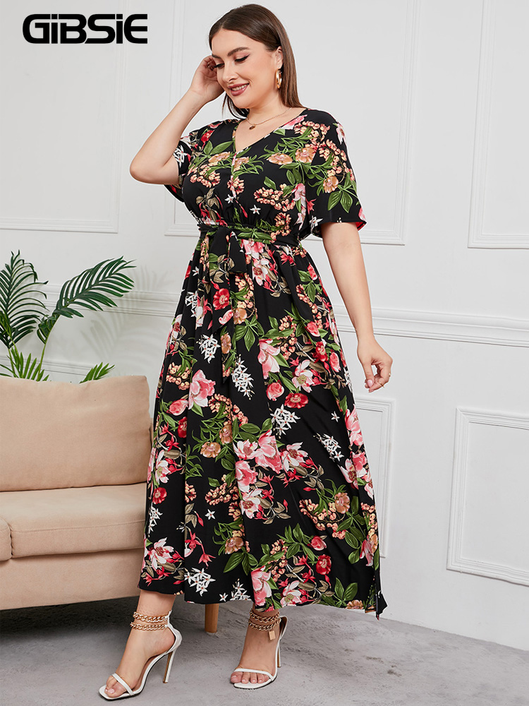 GIBSIE Plus rozmiar V Neck kwi – Maxi Dress Boho recenzja i cena