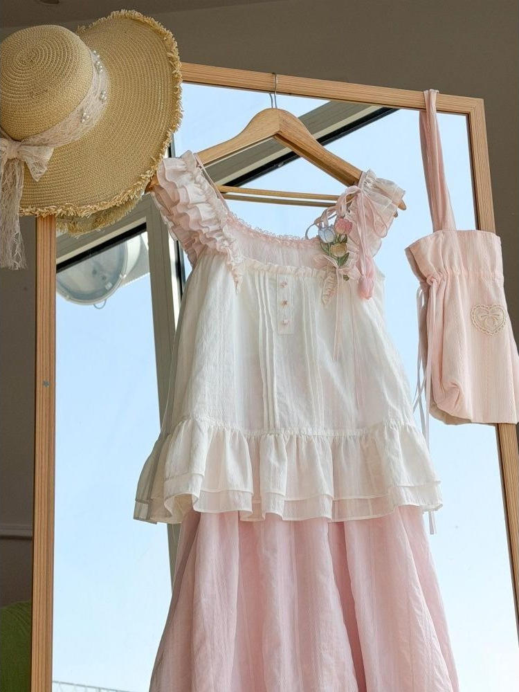 Słodki, kawaii komplet dwuczęś – Lace Trim Cami recenzja i cena